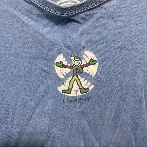 Life Is Good Blue Snow Angel Winter Long Sleeve T Shirt - Picture 2 of 6